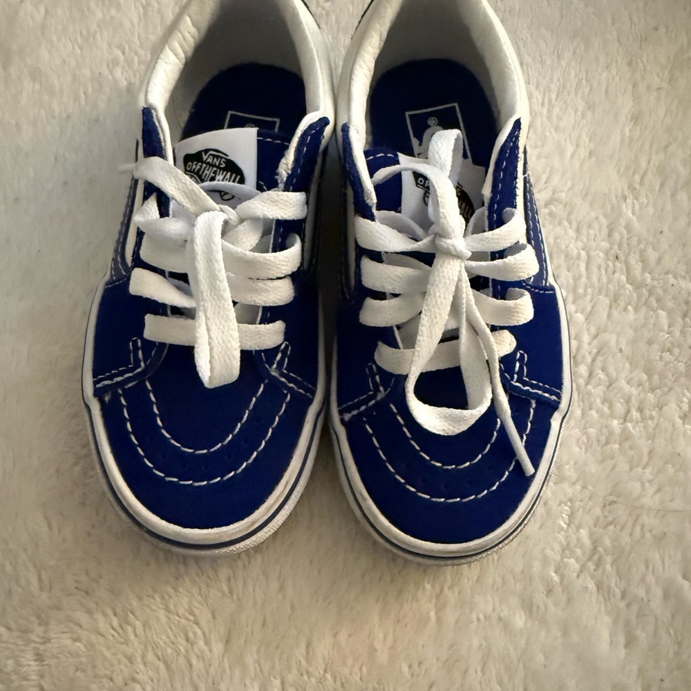 Vans Blue and White Classic Sneakers with Canvas Upper